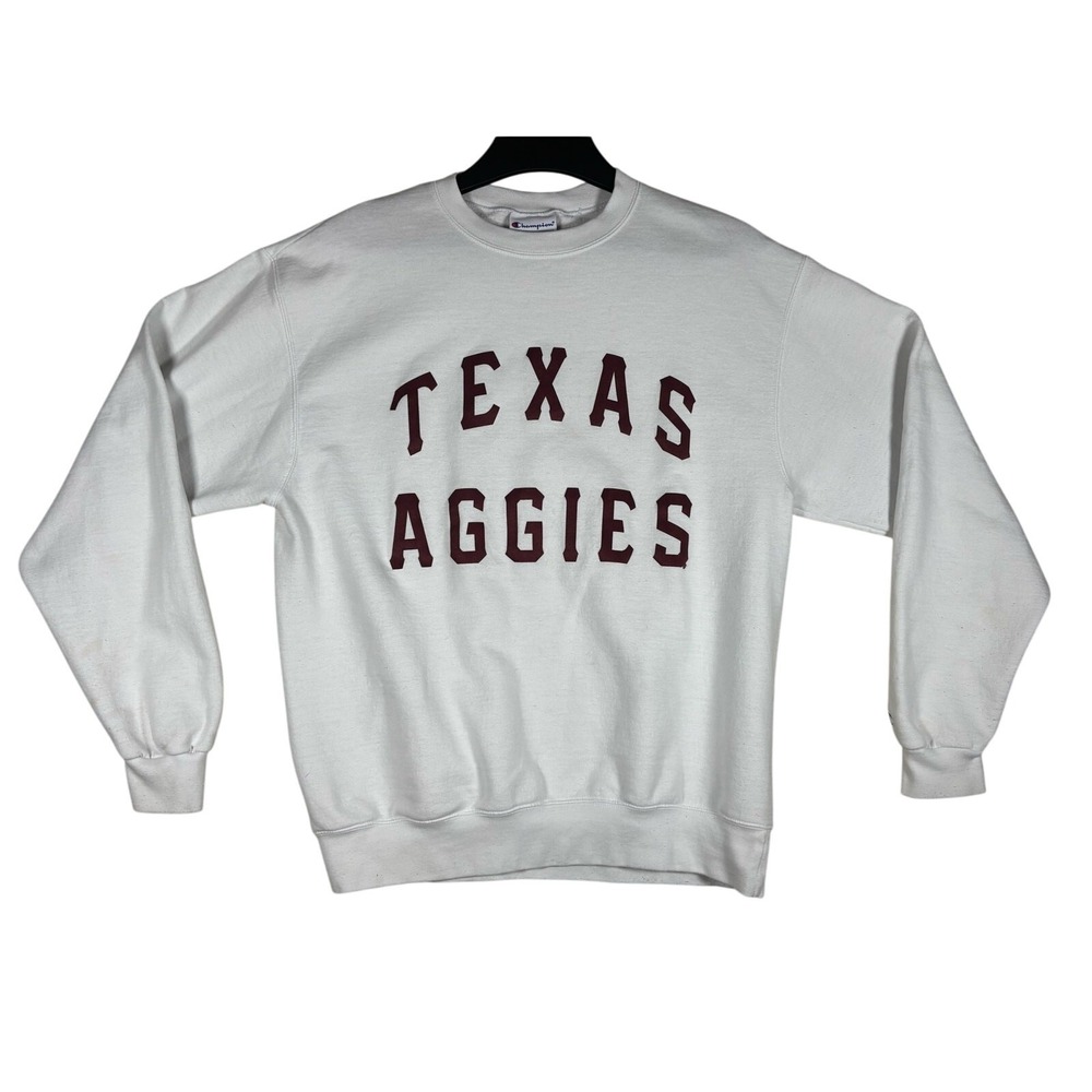 Champion Texas‎ Aggies Sweatshirt Mens Large White Crewneck Pullover NCAA Fleece